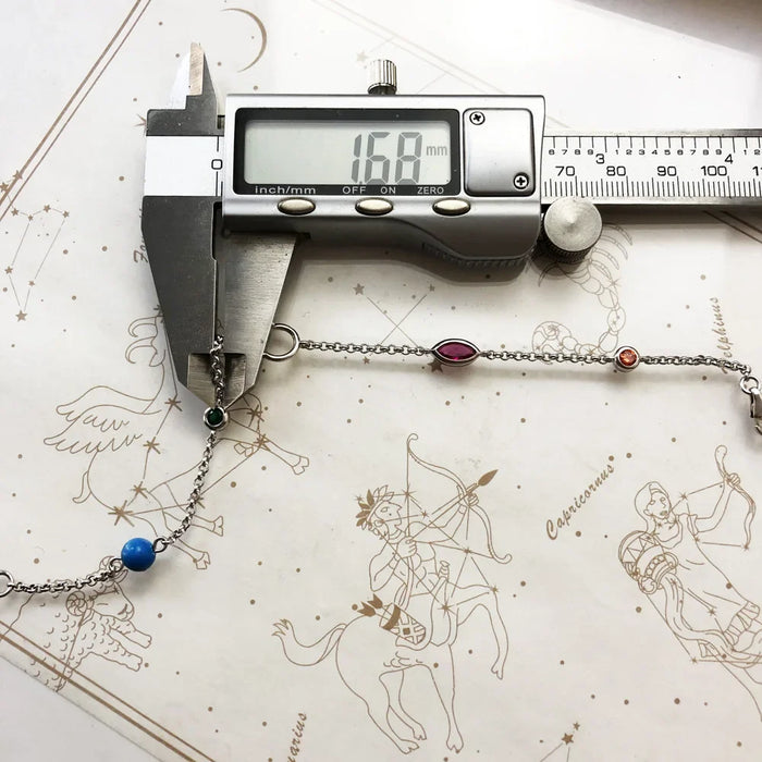 925 Sterling Silver Coloured Stones Charm Bracelet Link Chain Stylish For Women