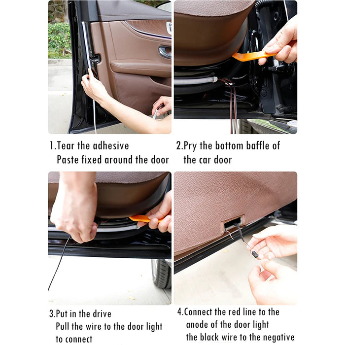 120Cm Led Car Door Warning Light Strip Anti Rear-End Collision Safety 12V