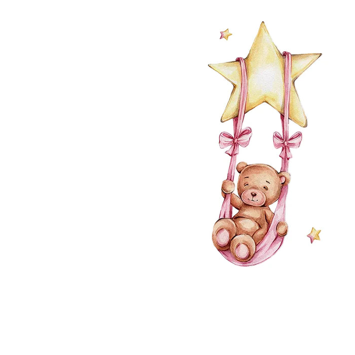 Sweet Teddy Girl Bear Swing Wall Stickers For Kids Room