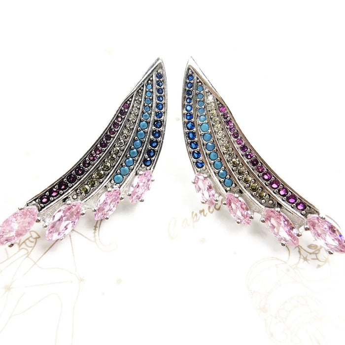 925 Sterling Silver Boho Rainbow Hummingbird Earrings For Women