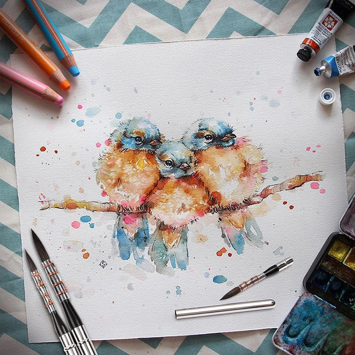 6 Piece Squirrel Hair Watercolour Brush Set