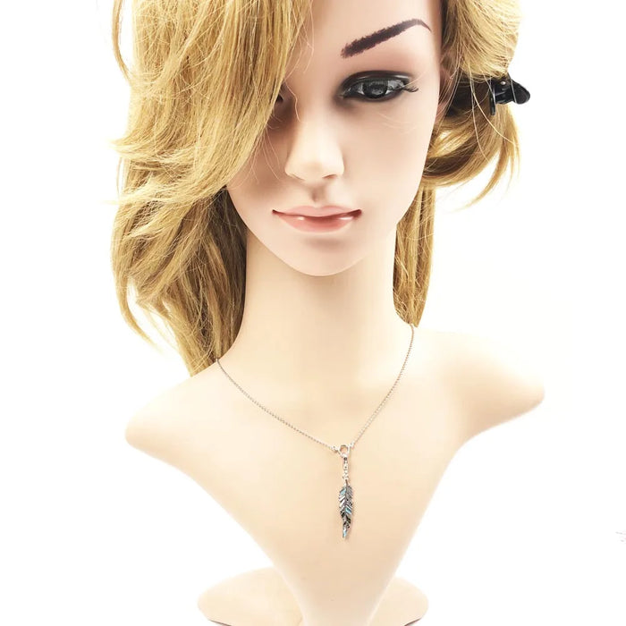 925 Sterling Silver Boho Feather Necklace Jewelry For Women