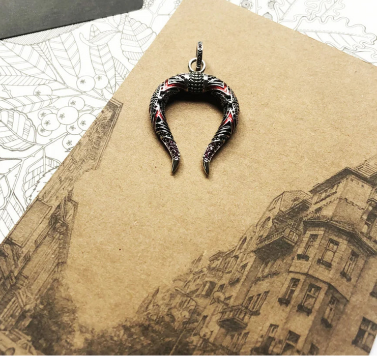 925 Sterling Silver Dragon Horns Pendant Fashion Jewelry For Men & Women