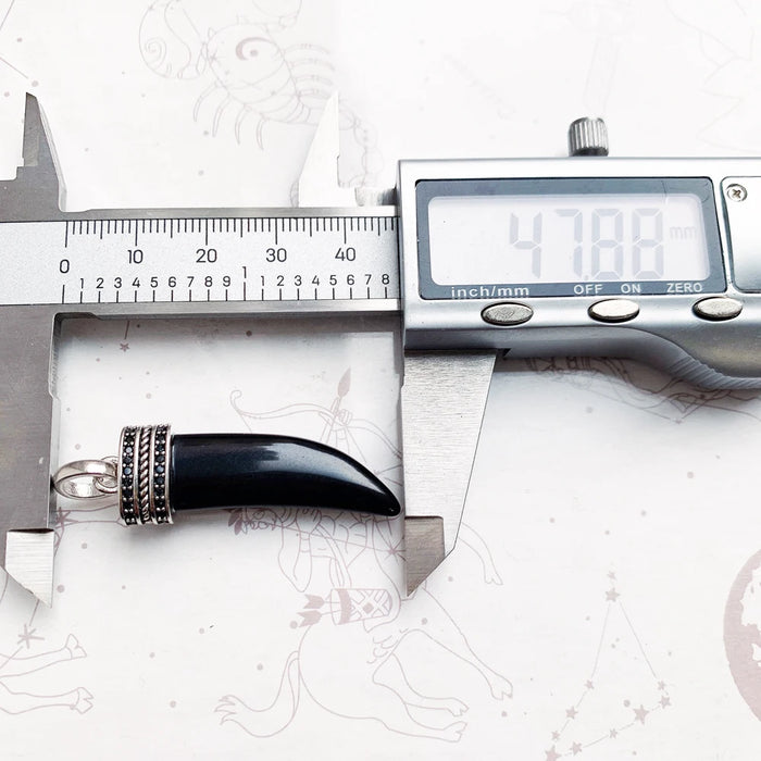 925 Sterling Silver Black Cz Pave Tooth Pendant Fashion Jewelry Gift For Women & Men