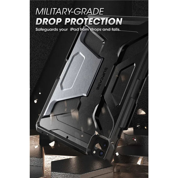 For Ipad Pro 12.9 2022 / 2021 / 2020 Ub Full-Body Rugged Rubber Case With Built-In Apple Pencil Holder & Kickstand