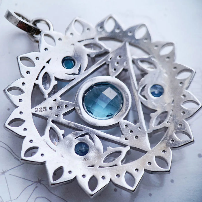925 Sterling Silver Blue Throat Chakra Pendant Fashion Jewelry For Women