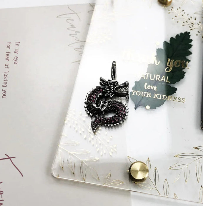 925 Sterling Silver Red Dragon Winter Pendant Ethnic Jewelry