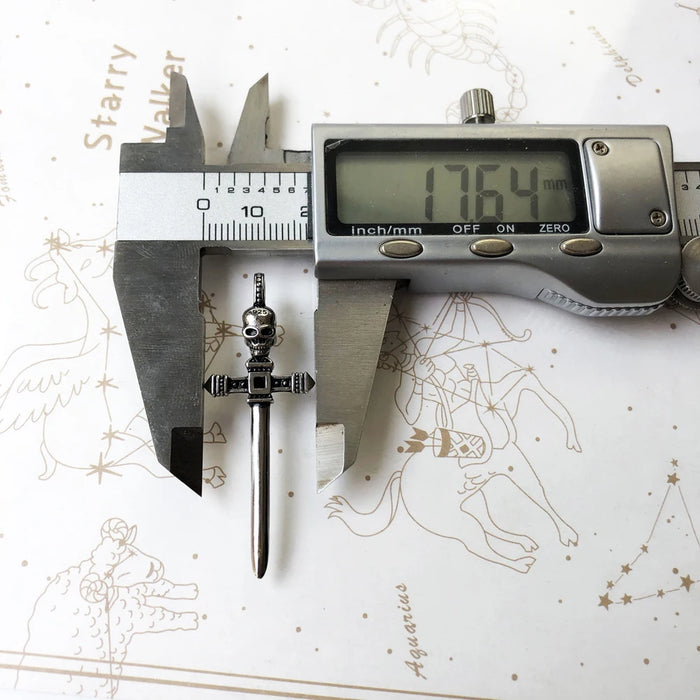 925 Sterling Silver Small Skull Sword Pendant Rebels Jewelry Warrior Gift