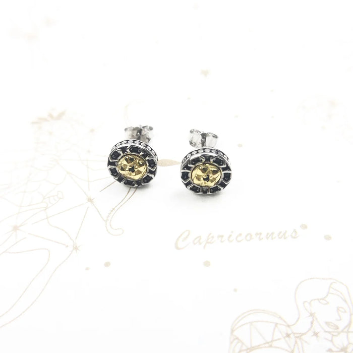 925 Sterling Silver Vintage Cross Ear Studs With Black Stones