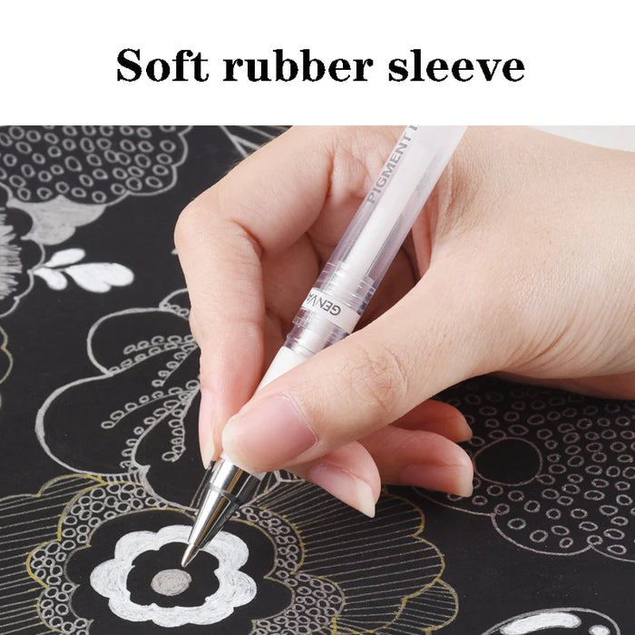 3 Piece Waterproof Gel Pen Set: White Gold Silver