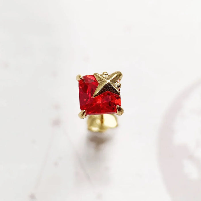 925 Sterling Silver Orange Stone Star Ear Studs Romantic Gift