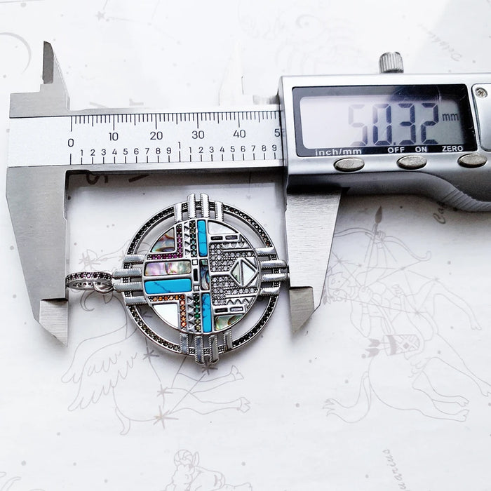 925 Sterling Silver Boho Turquoise Sun Pendant Spring 2022 Jewelry Gift For Women & Men