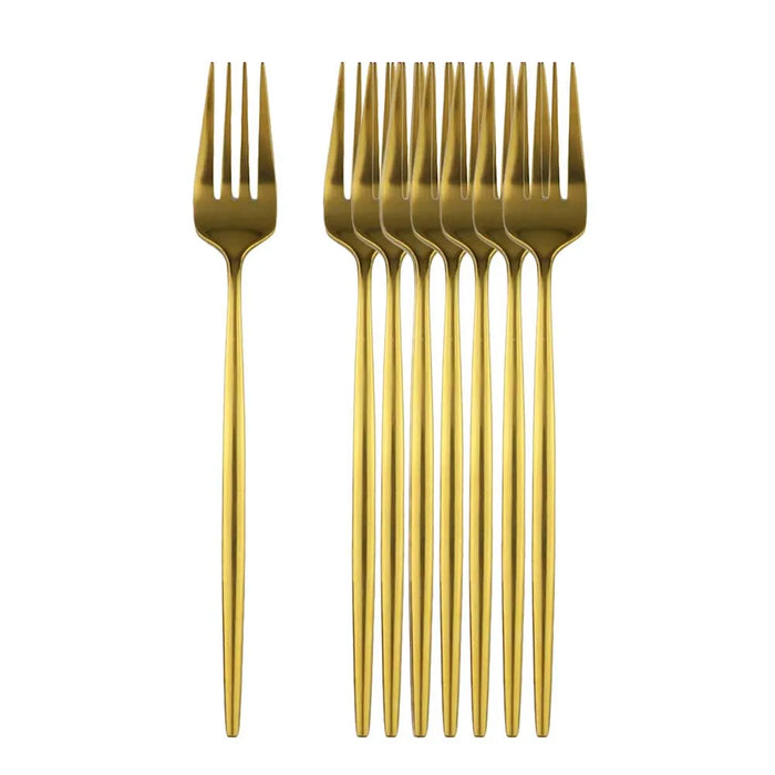 8 / 16 Piece Black Gold Dinner Fork Set