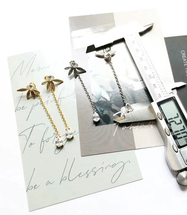 925 Sterling Silver Autumn Leaves Water Drop Earrings Fine Jewelry For Women