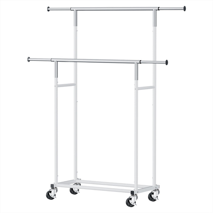 Clothes Rack Double Rod Airer Rail Coat Stand Adjustable Hanger