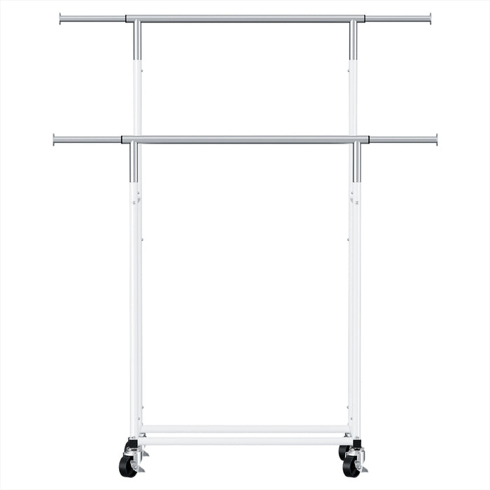 Clothes Rack Double Rod Airer Rail Coat Stand Adjustable Hanger