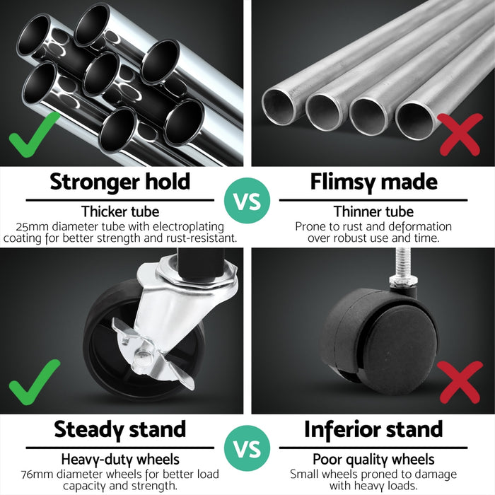 Clothes Rack Double Rod Airer Rail Coat Stand Adjustable Hanger