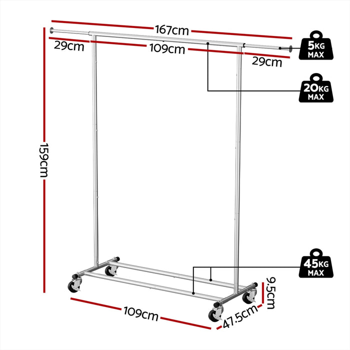 Clothes Rack Airer Rail Coat Stand Adjustable Hanger