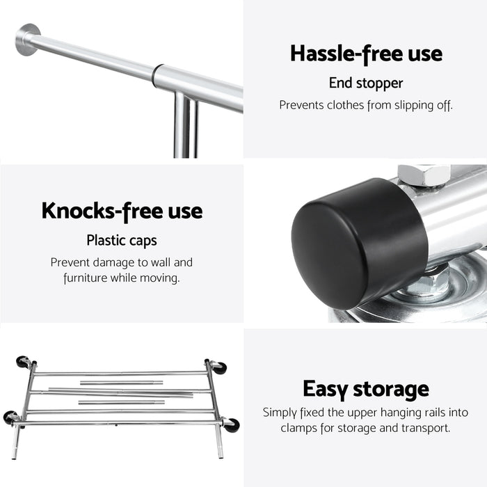 Clothes Rack Airer Rail Coat Stand Adjustable Hanger