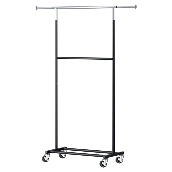 Clothes Rack Double Rod Airer Rail Coat Stand Adjustable Hanger