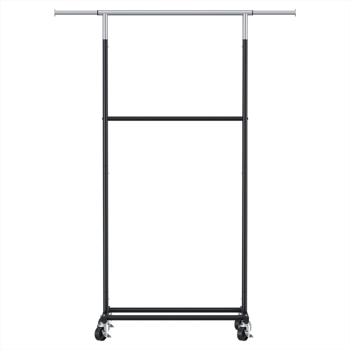 Clothes Rack Double Rod Airer Rail Coat Stand Adjustable Hanger