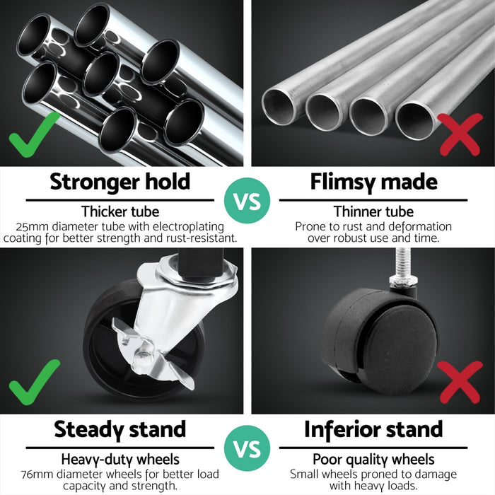 Clothes Rack Double Rod Airer Rail Coat Stand Adjustable Hanger