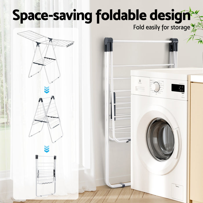 2 Tier Clothes Rack Airer Foldable 139cm White