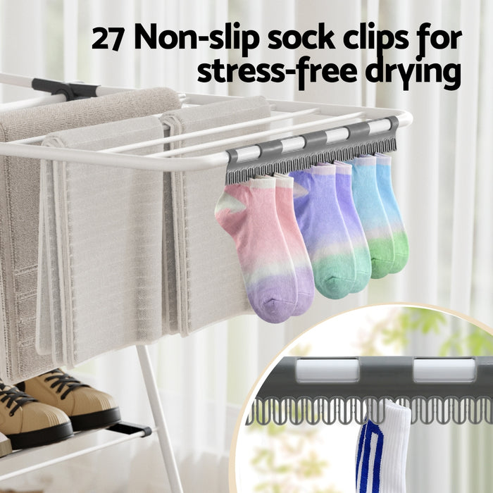 2 Tier Clothes Rack Airer Foldable 139cm White