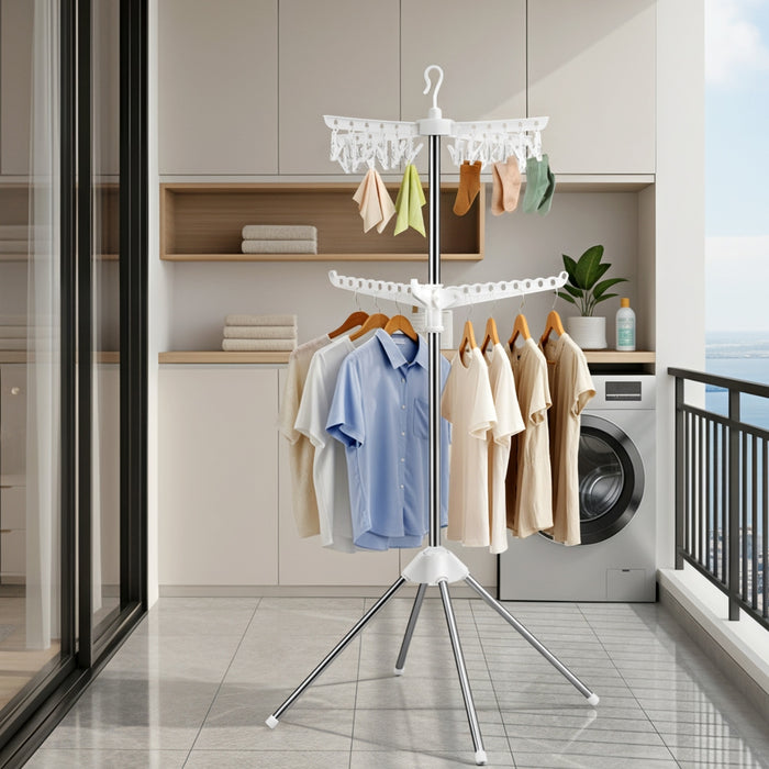 Clothes Rack Airer 2 Tier Rotatable Hanger Foldable