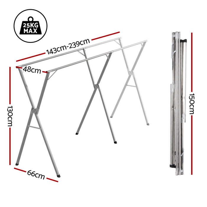 Clothes Rack Adjustable Foldable Steel