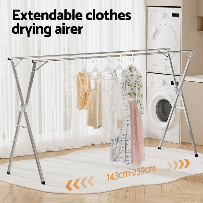Clothes Rack Adjustable Foldable Steel