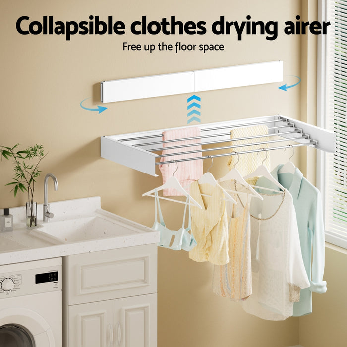 Clothes Rack Wall Mounted Airer Foldable White