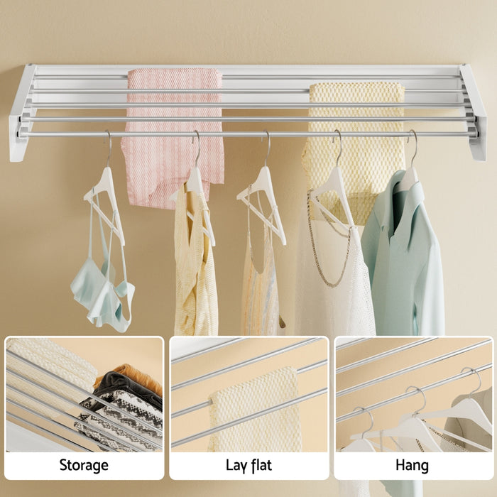 Clothes Rack Wall Mounted Airer Foldable White