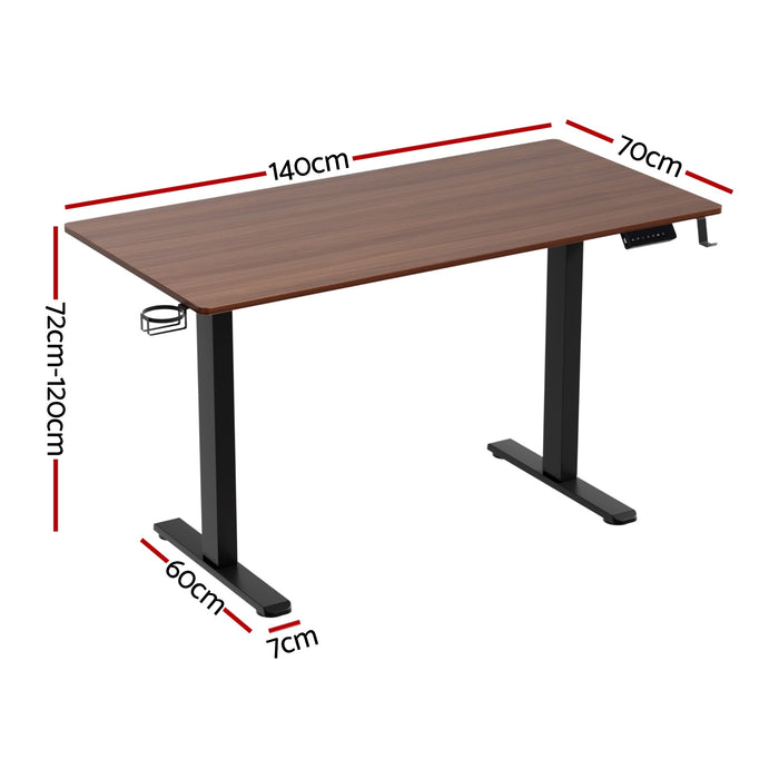 Standing Desk Motorised Dual Motor Electric Walnut 140cm