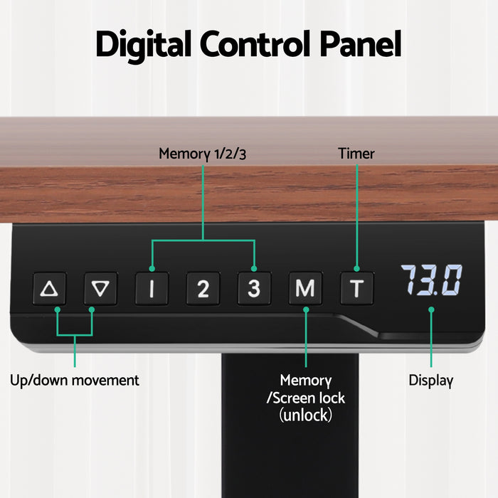 Standing Desk Motorised Dual Motor Electric Walnut 140cm