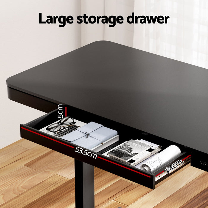Standing Desk Motorised Electric Dual Motor Drawer 120Cm Black
