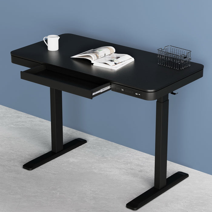 Standing Desk Motorised Electric Dual Motor Drawer 120Cm Black