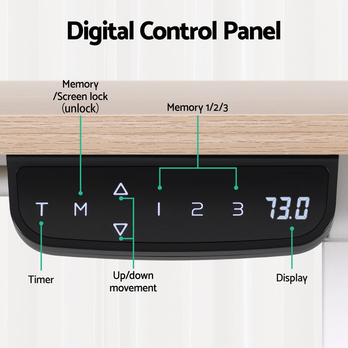 Standing Desk Motorised Touch Control Electric Oak 140cm