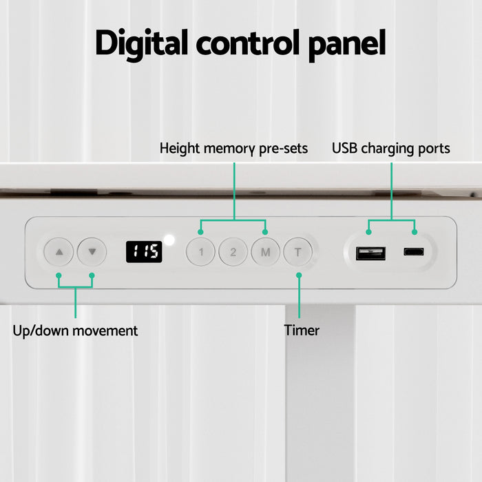 Standing Desk Motorised Electric Desks Drawer 120cm White