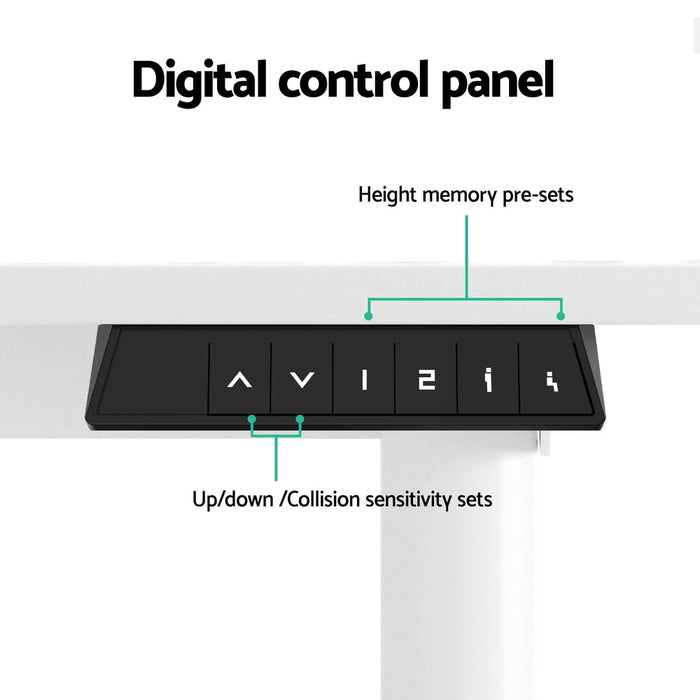 Electric Standing Desk 140cm Adjustable Height Motorised Home Office Desk White