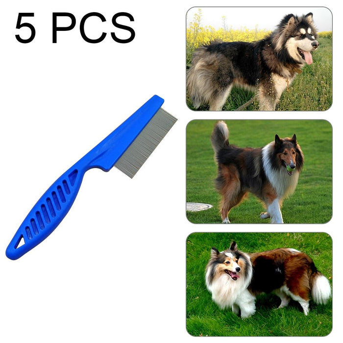 5 Piece Pet Combs For Flea Removal Fine Toothed Stainless Steel 18.5Cm