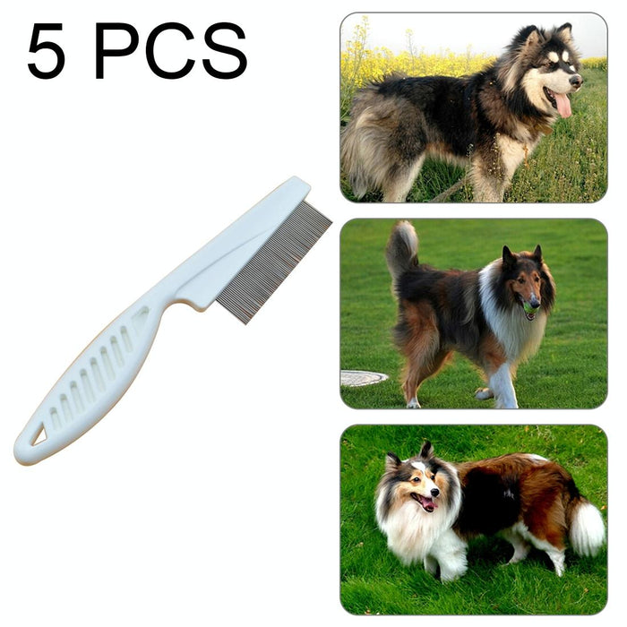 5 Piece Pet Combs For Flea Removal Fine Toothed Stainless Steel 18.5Cm