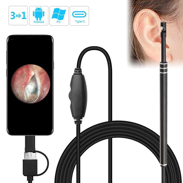 3 In 1 Usb Ear Scope With Hd Camera For Android & Pc 1.85M Cable