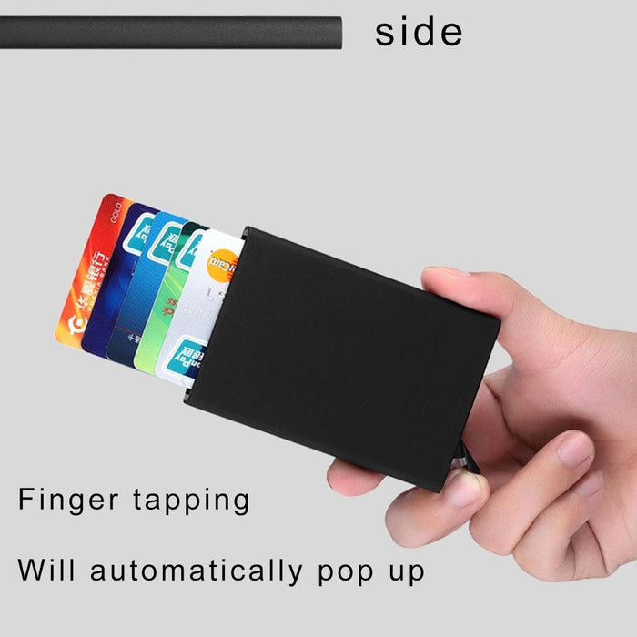 Stainless Steel Pu Business Card Holder Antimagnetic 10X6.2X0.8Cm