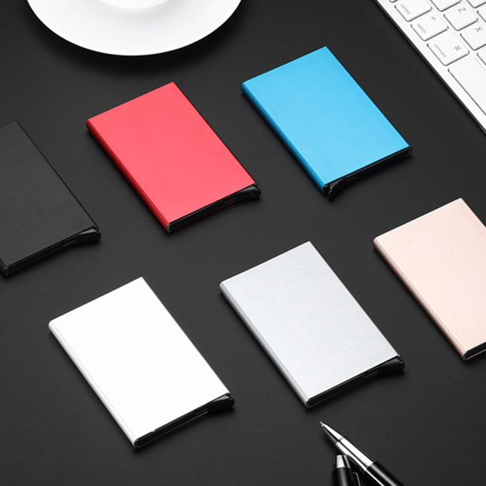 Stainless Steel Pu Business Card Holder Antimagnetic 10X6.2X0.8Cm
