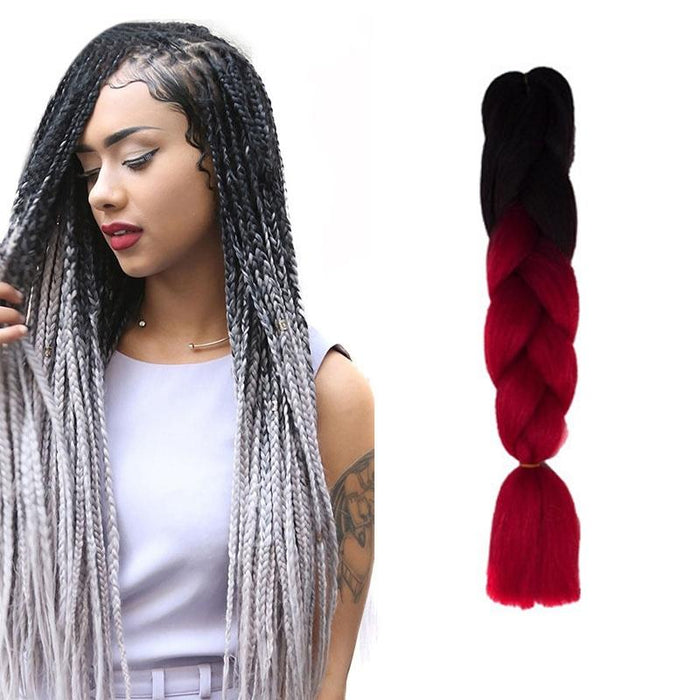Gradient Braid Wigs 60Cm Length Red