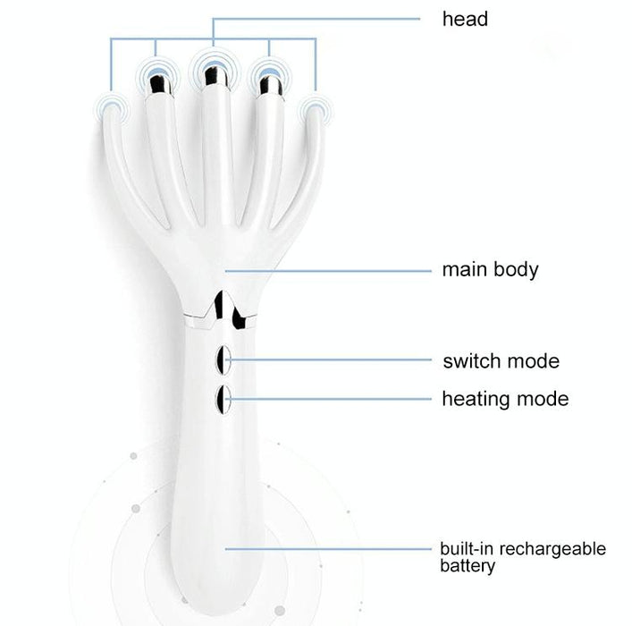 Rechargeable Mini Head Massager Comb White