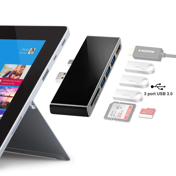 3-Port Usb 3.0 + Hdmi + Sd / Tf Card Reader Hub With 4K Hdmi Adapter