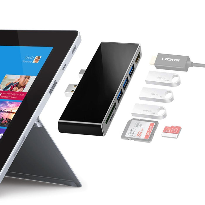 3-Port Usb 3.0 + Hdmi + Sd / Tf Card Reader Hub With 4K Hdmi Adapter