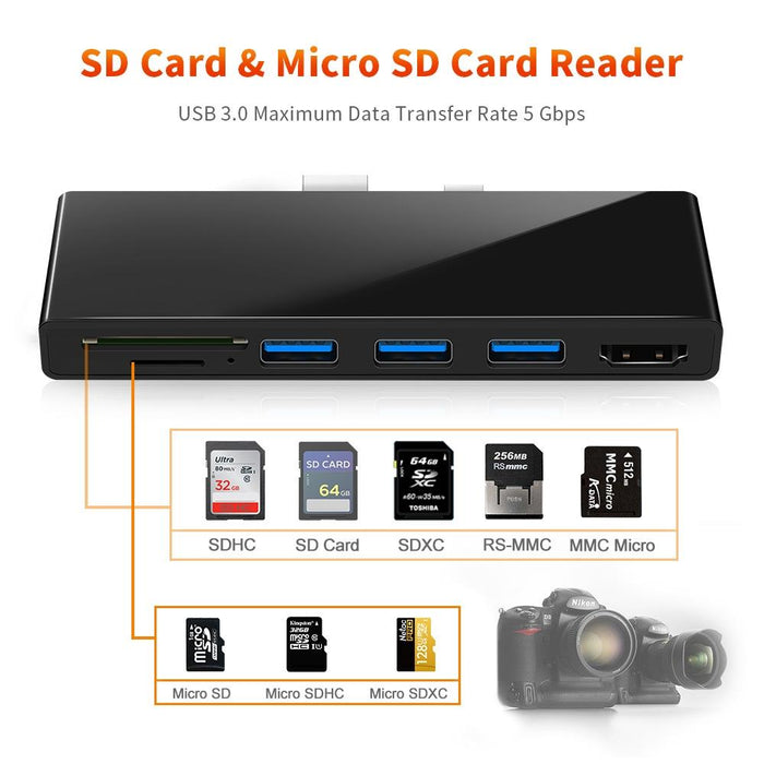3-Port Usb 3.0 + Hdmi + Sd / Tf Card Reader Hub With 4K Hdmi Adapter